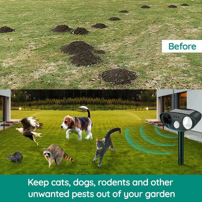 Solar-Powered Ultrasonic Animal Repeller for Effective Raccoon Control