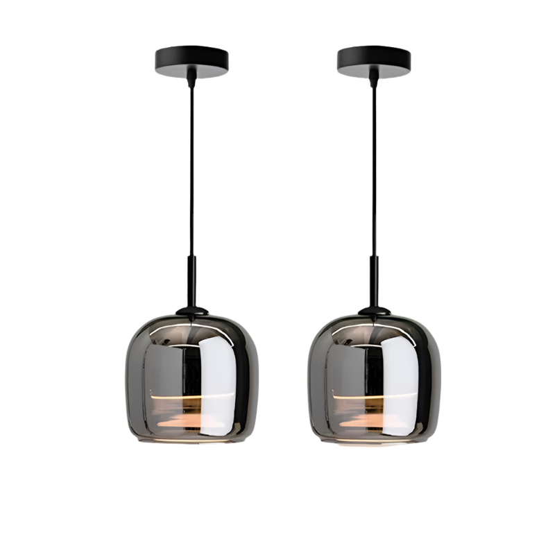 Nordic Black Glass Pendant Light - Modern Kitchen & Dining Hanging Lamp