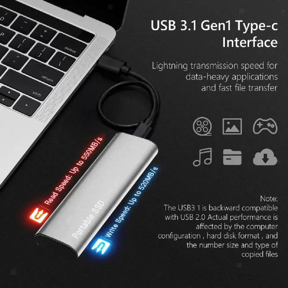 High-Speed Aluminum Portable External SSD Storage Drive