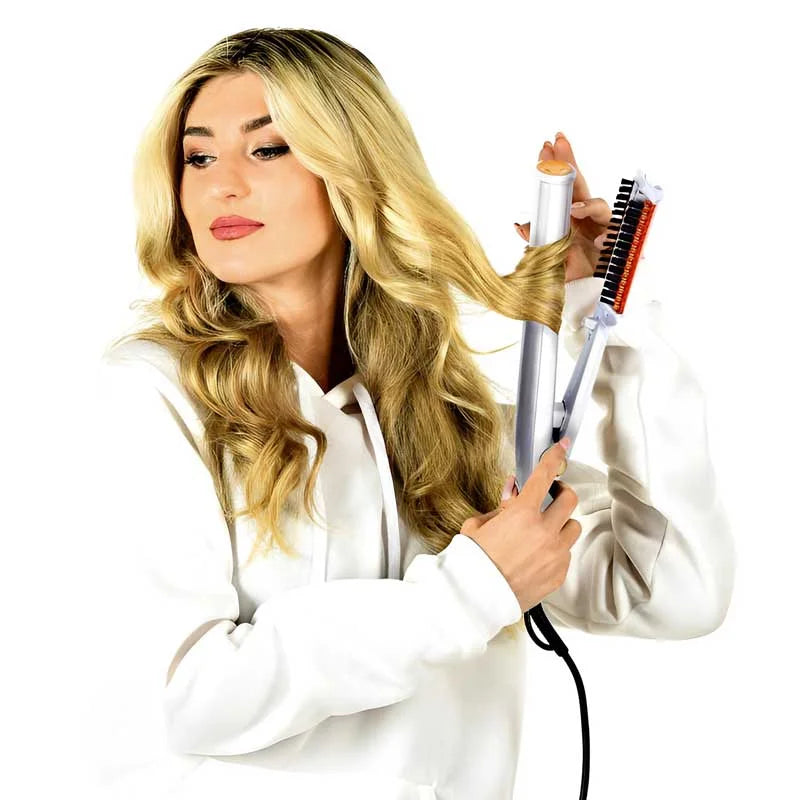 2 in 1 Rotating Hair Brush & Iron for Professional Styling