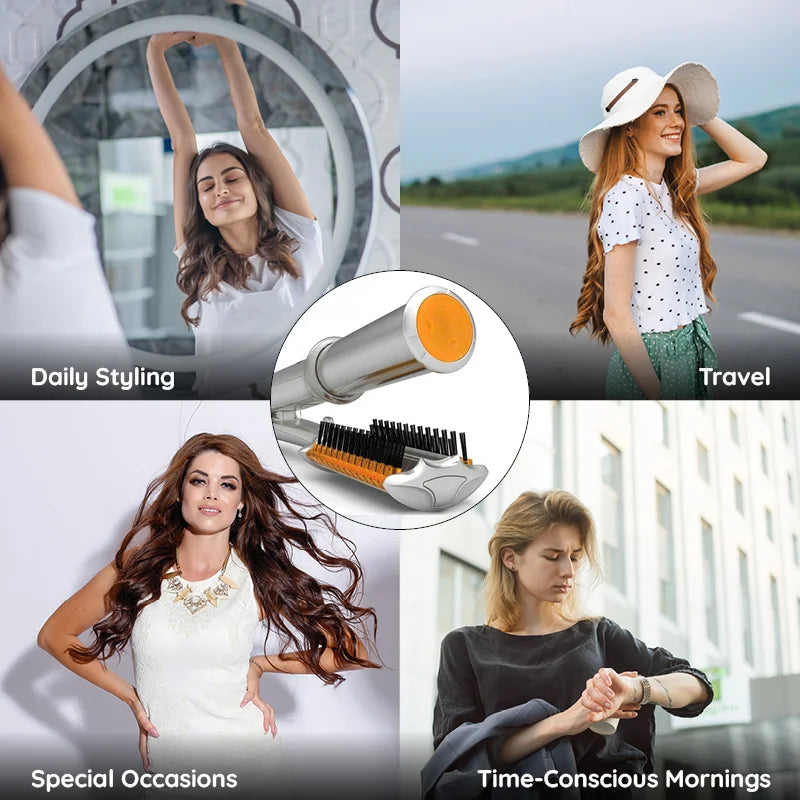 2 in 1 Rotating Hair Brush & Iron for Professional Styling