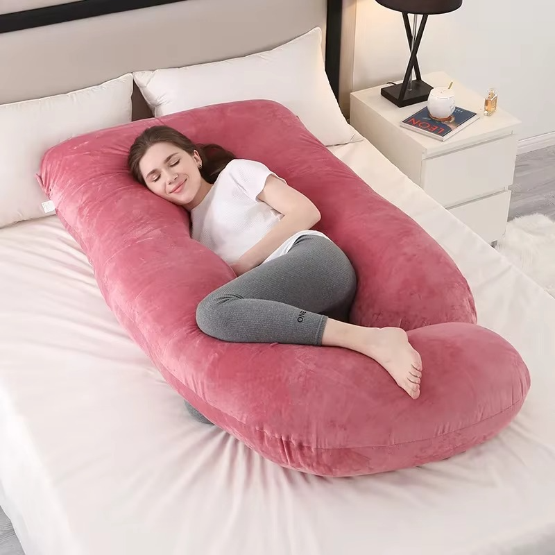 J-Shaped Maternity Pillow for Side Sleep and Nursing Comfort