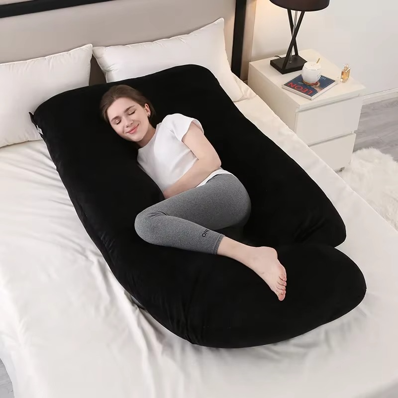 J-Shaped Maternity Pillow for Side Sleep and Nursing Comfort