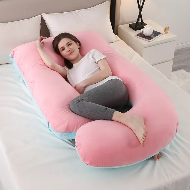 J-Shaped Maternity Pillow for Side Sleep and Nursing Comfort