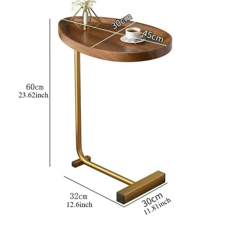 C-Shaped Mobile Side Table for Sofa or Bed