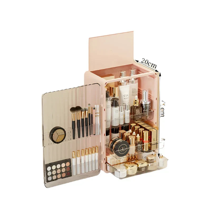 Luxo Makeup Organizer – Elegant Dust-Free Cosmetic Storage with Magnetic Door