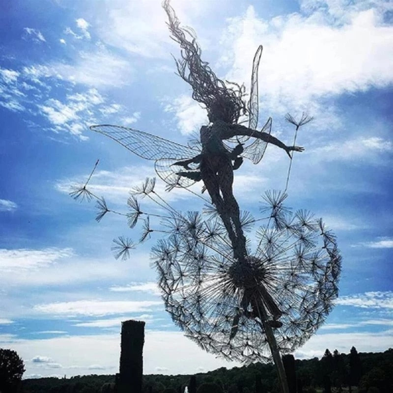 Fairy Garden Statue | Intricate Metal Art for Outdoor Spaces