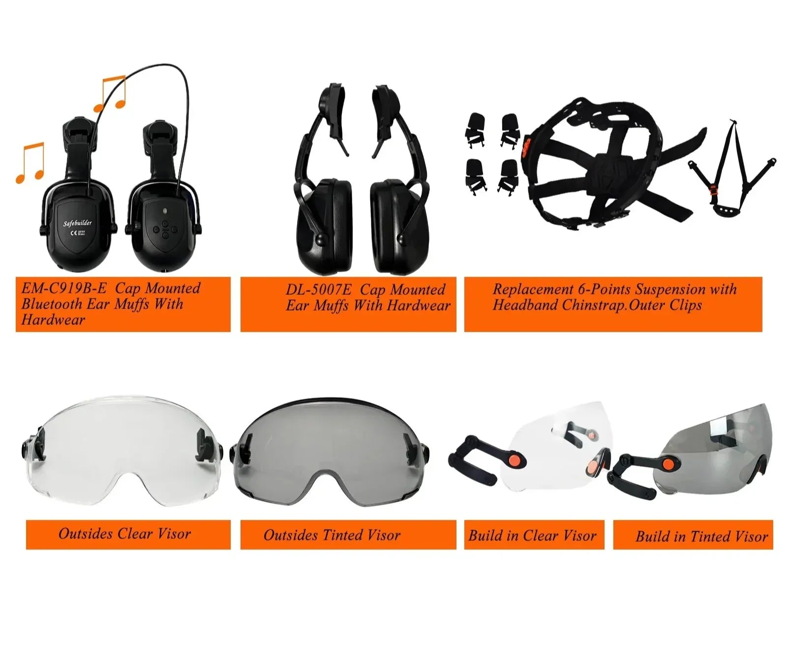CE ABS Safety Helmet with Built-in Goggles & Visor - Industrial Protection