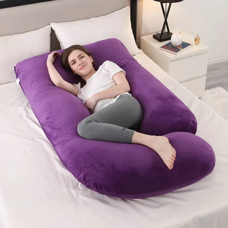 J-Shaped Maternity Pillow for Side Sleep and Nursing Comfort