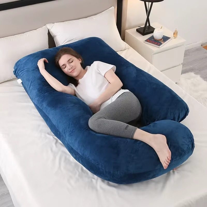 J-Shaped Maternity Pillow for Side Sleep and Nursing Comfort