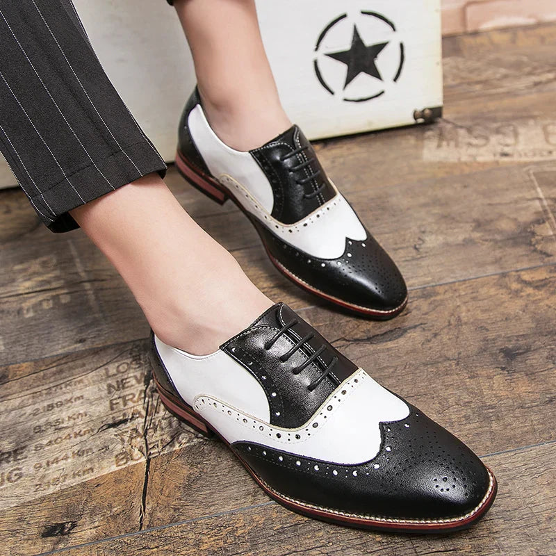 Men's Premium Brogue Lace-up Casual Contrast Oxford Shoes
