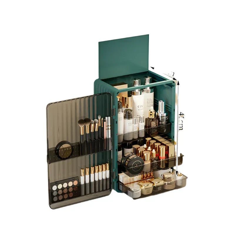 Luxo Makeup Organizer – Elegant Dust-Free Cosmetic Storage with Magnetic Door