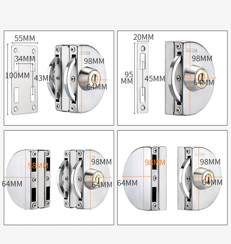 Stainless Steel Safety Lock for Sliding Glass Doors