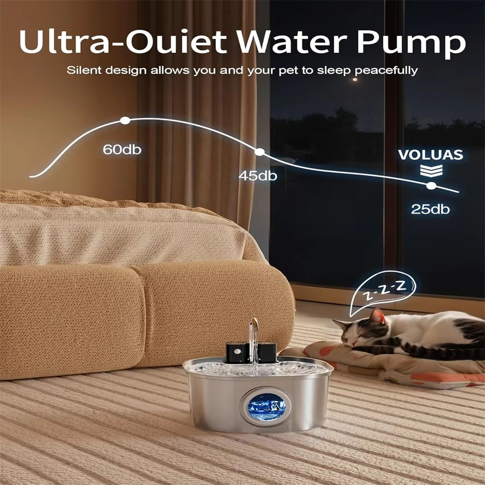 Automatic Smart Sensor Pet Water Fountain with USB Charging, Large Capacity