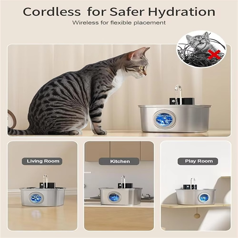 Automatic Smart Sensor Pet Water Fountain with USB Charging, Large Capacity