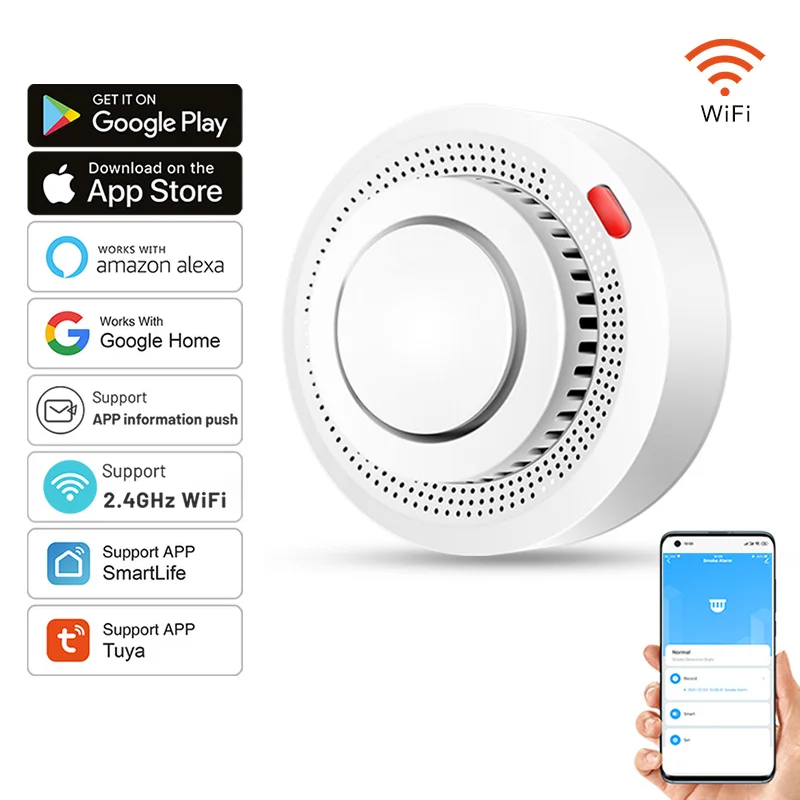 Smart WiFi Smoke Alarm with 85dB Alert – Fire Safety Sensor