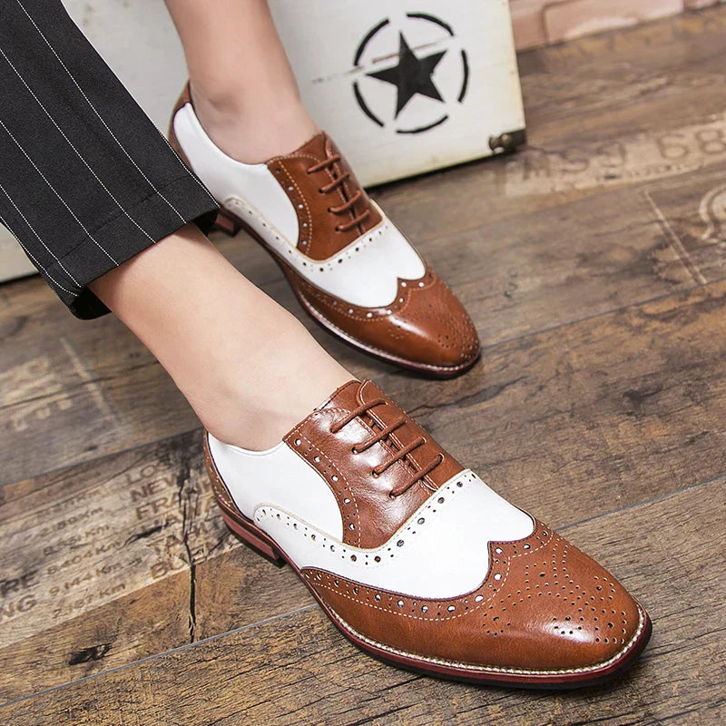 Men's Premium Brogue Lace-up Casual Contrast Oxford Shoes