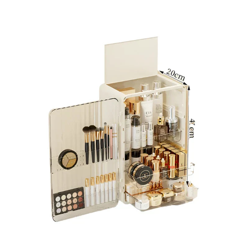 Luxo Makeup Organizer – Elegant Dust-Free Cosmetic Storage with Magnetic Door