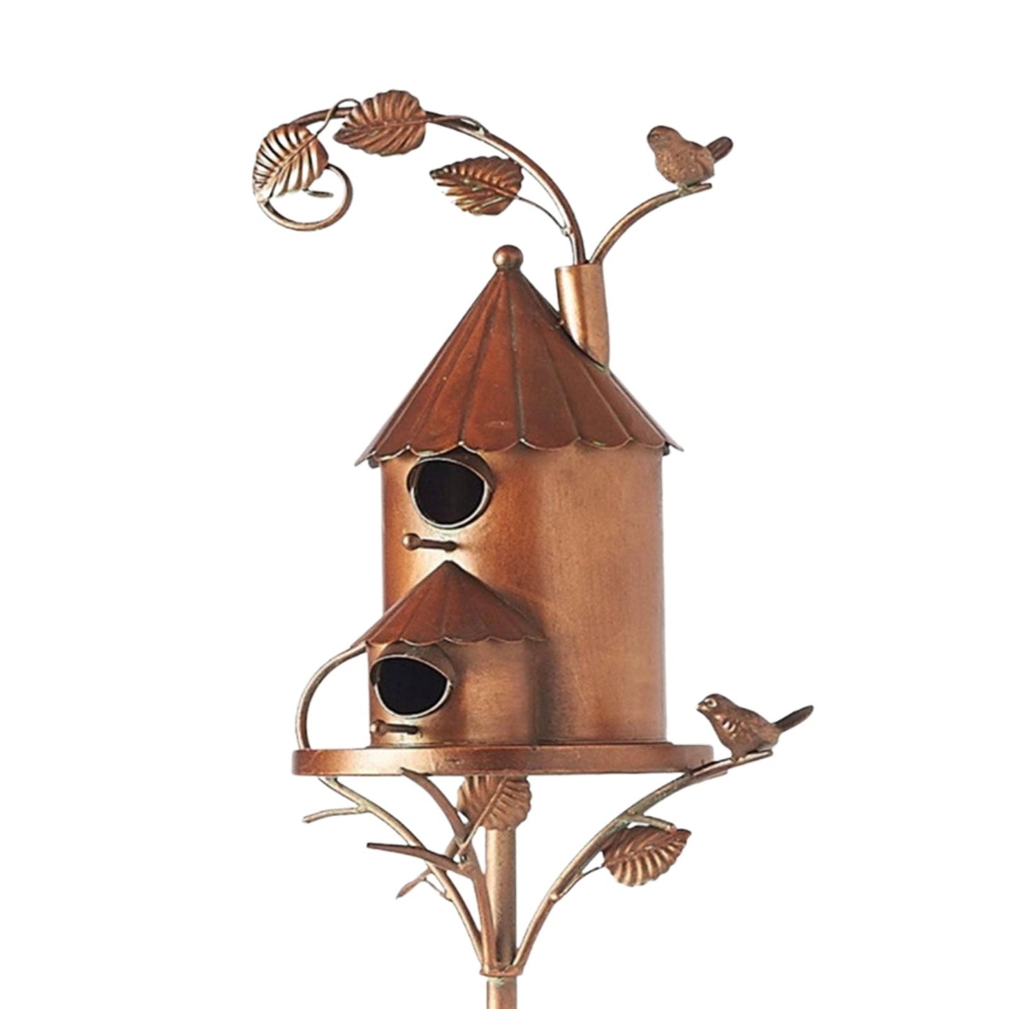 Metal Art Birdhouse Stake for Gardens - FeatherNest Design