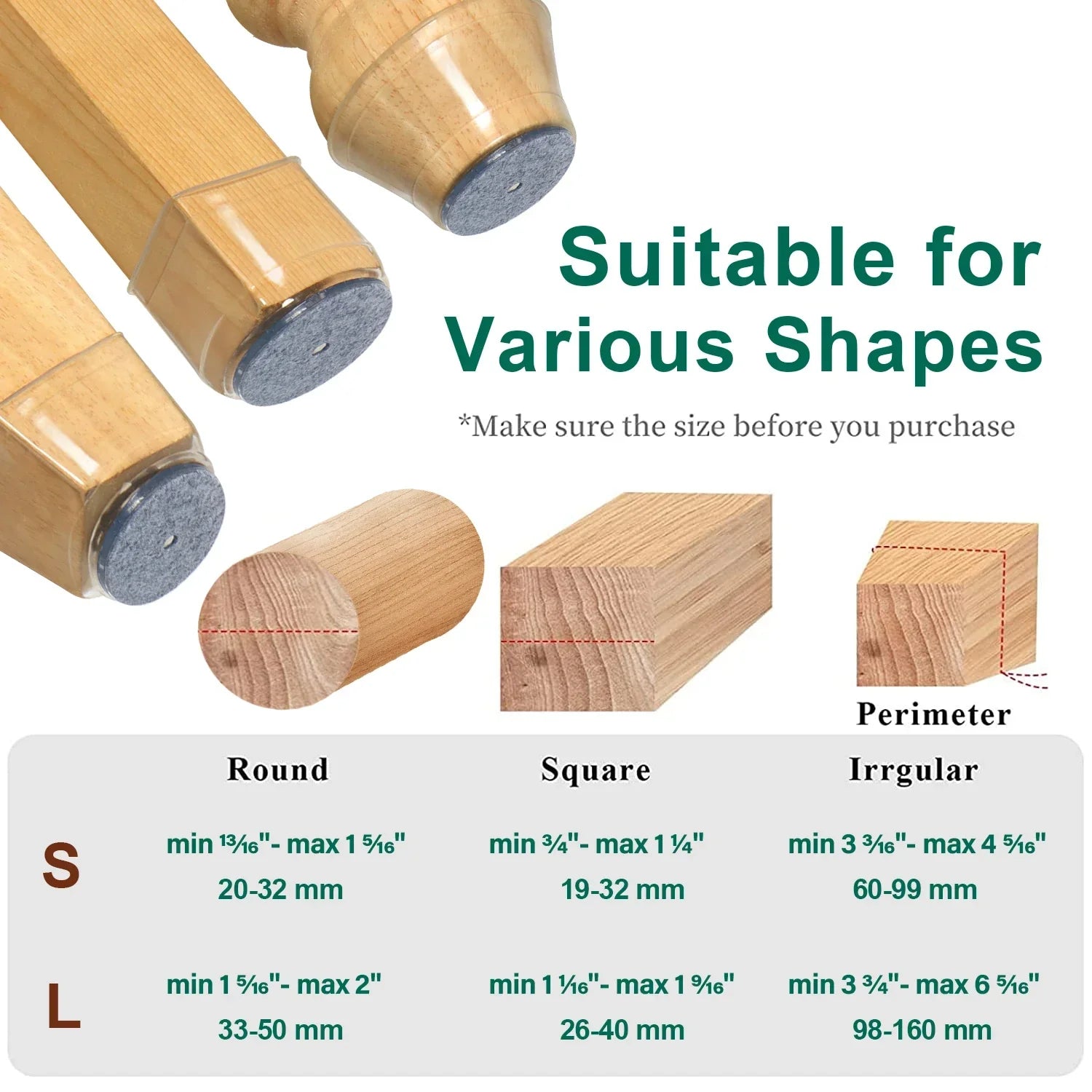 Silicone Chair Leg Protectors with Felt Pads
