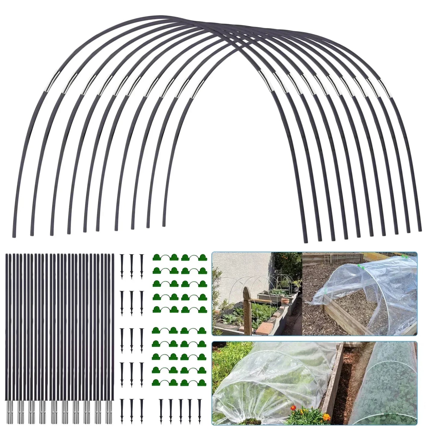 DIY Fiberglass Garden Arch Tunnel Set for Raised Beds and Cold Frames