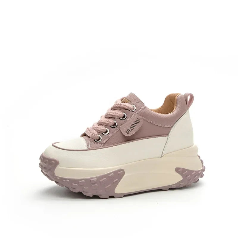 7 cm Leather Platform Wedge Sneakers