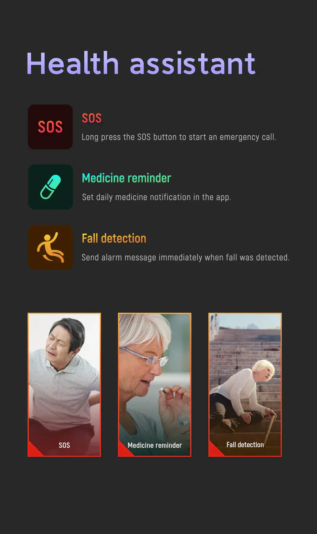 Elderly Safety Smartwatch with Fall Alerts and GPS Tracking