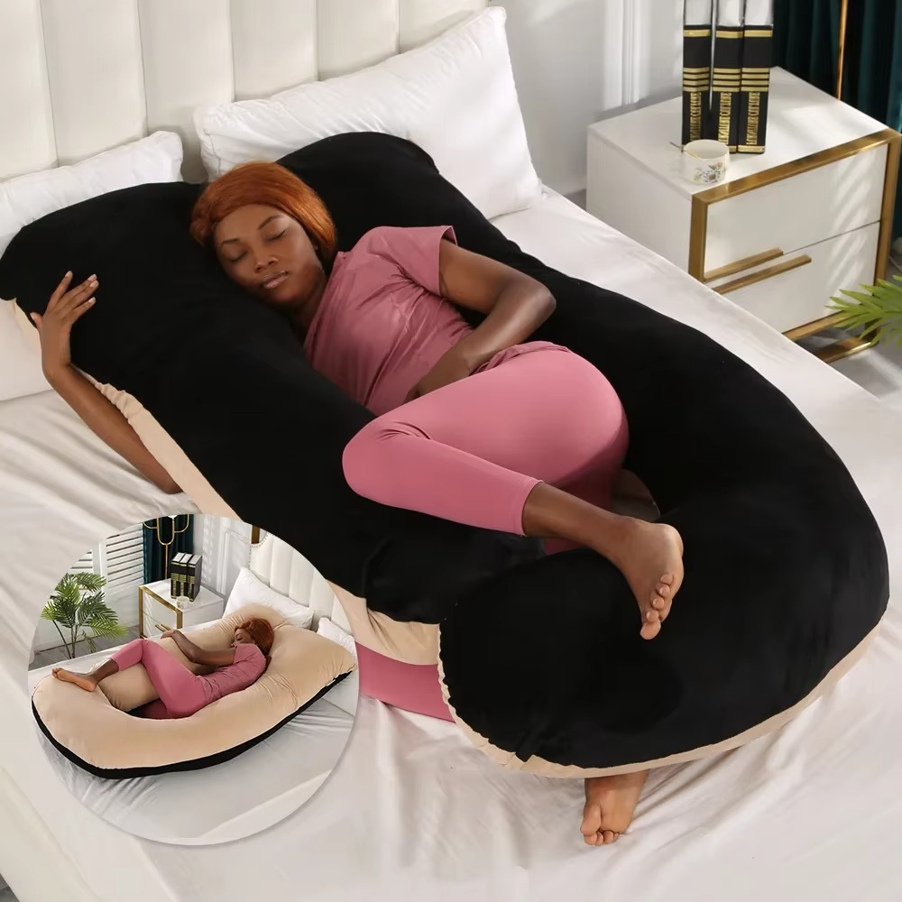 J-Shaped Maternity Pillow for Side Sleep and Nursing Comfort