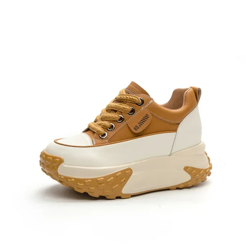 7 cm Leather Platform Wedge Sneakers