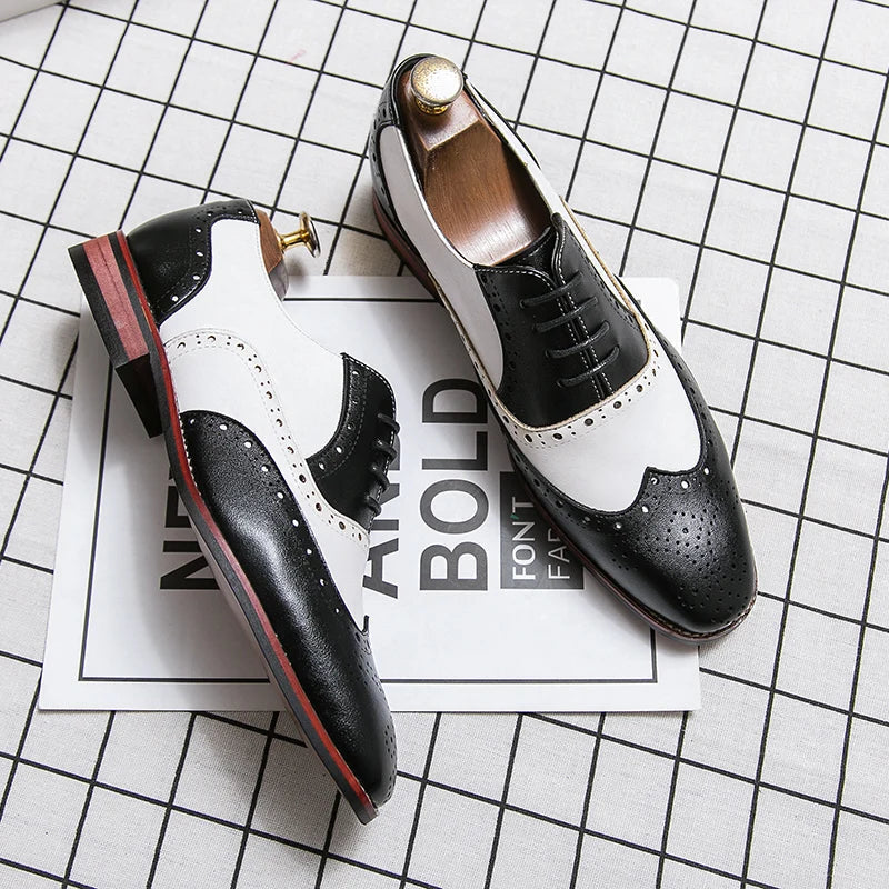 Men's Premium Brogue Lace-up Casual Contrast Oxford Shoes