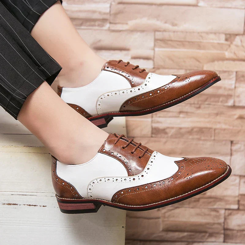 Men's Premium Brogue Lace-up Casual Contrast Oxford Shoes