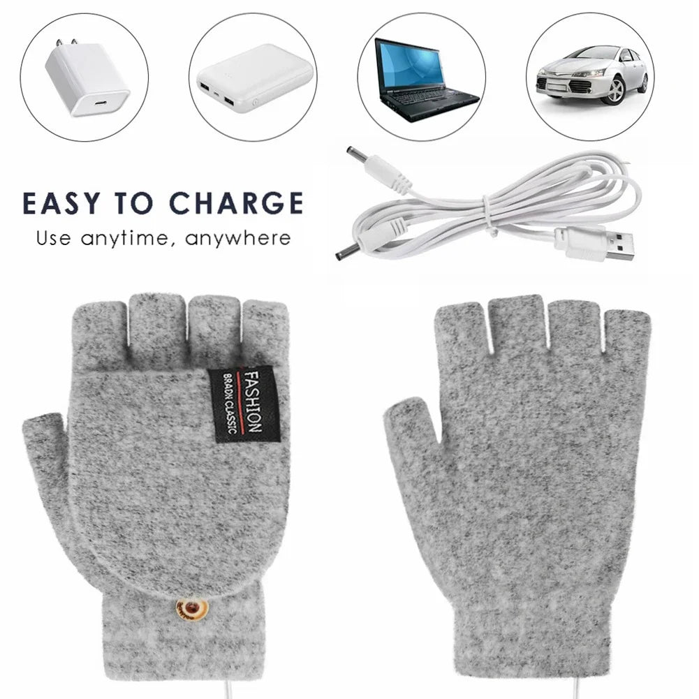 USB Rechargeable Heated Gloves with Adjustable Warmth Settings