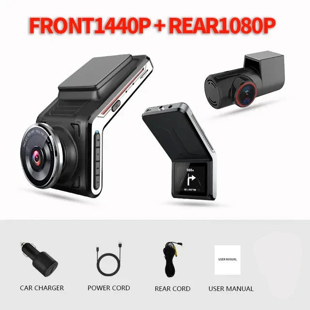 4K Dual Dash Cam with Front & Rear Recording, Night Vision, and 24/7 Monitoring