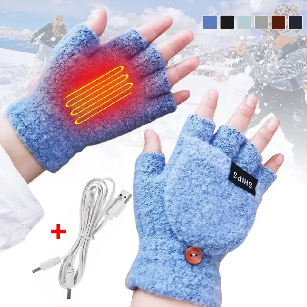 USB Rechargeable Heated Gloves with Adjustable Warmth Settings