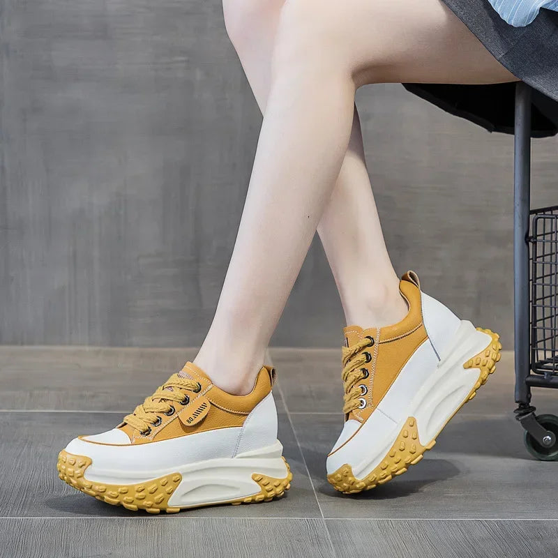 7 cm Leather Platform Wedge Sneakers