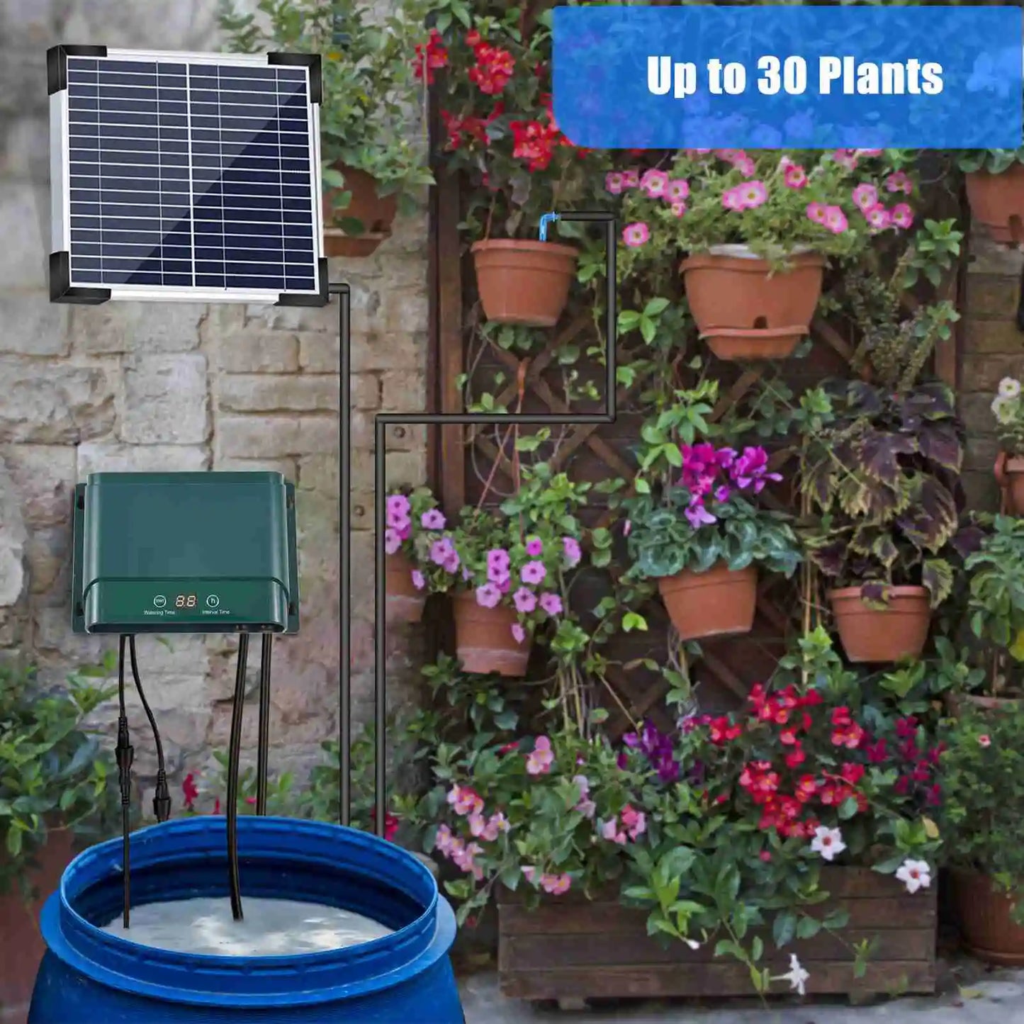 Solar-Powered Drip Irrigation Kit with 30 Modes & 7 Timers
