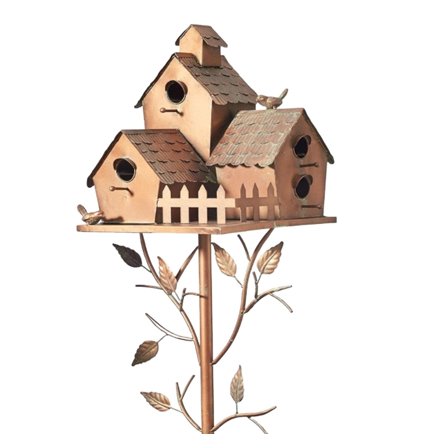 Metal Art Birdhouse Stake for Gardens - FeatherNest Design