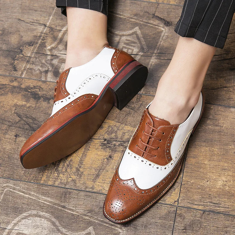 Men's Premium Brogue Lace-up Casual Contrast Oxford Shoes