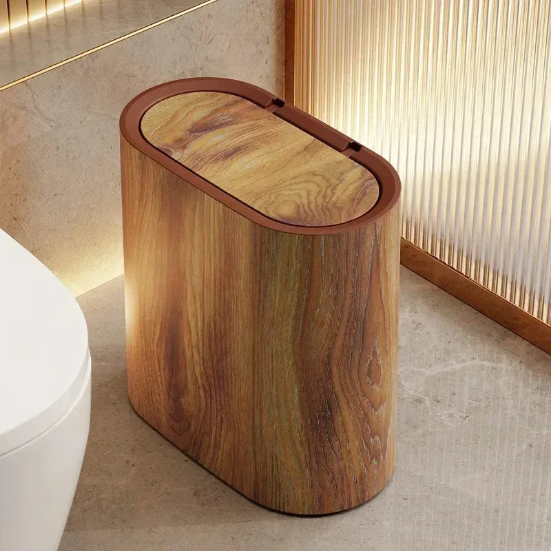 Marble-Effect Nordic Style Trash Bin for Bathrooms