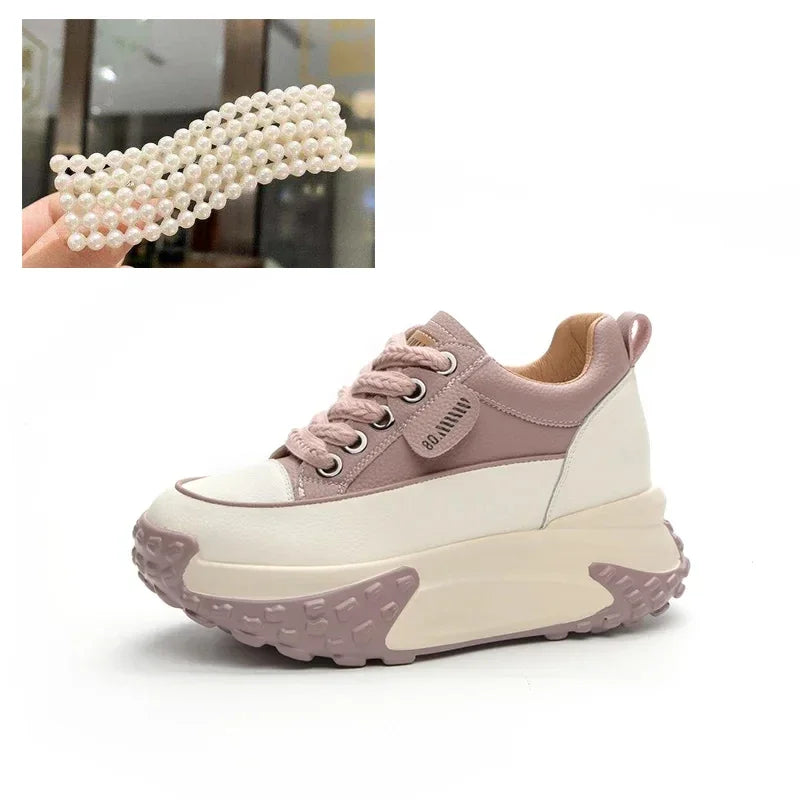 7 cm Leather Platform Wedge Sneakers