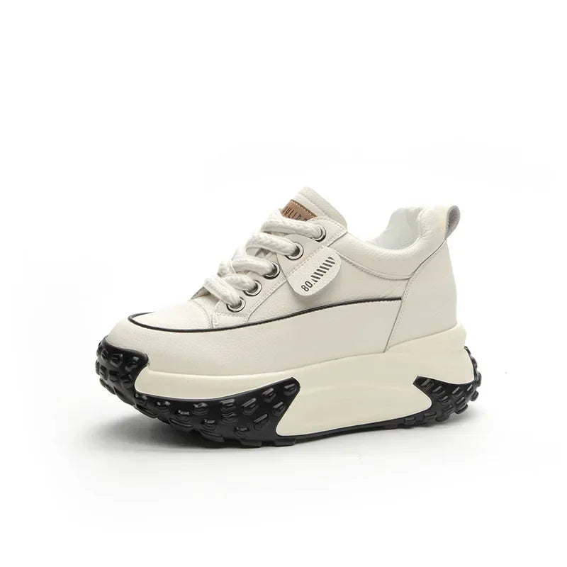 7 cm Leather Platform Wedge Sneakers