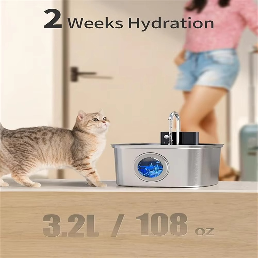 Automatic Smart Sensor Pet Water Fountain with USB Charging, Large Capacity