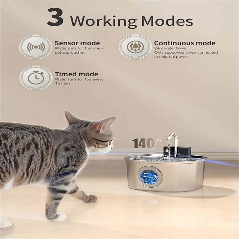 Automatic Smart Sensor Pet Water Fountain with USB Charging, Large Capacity