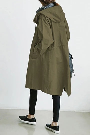 Women's Hooded Windproof Trench Coat
