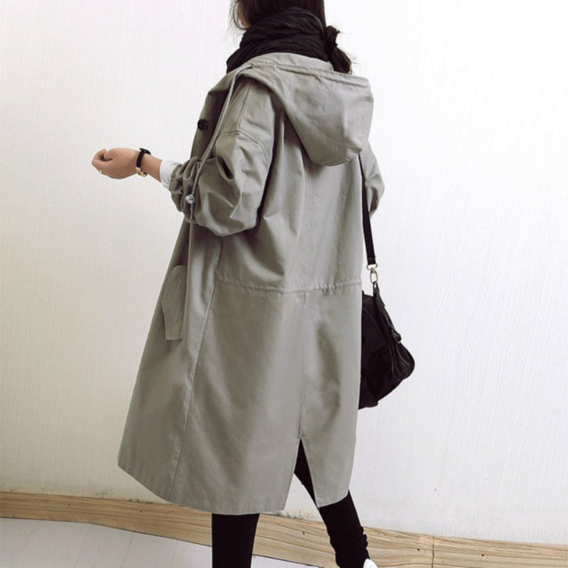 Women's Hooded Windproof Trench Coat