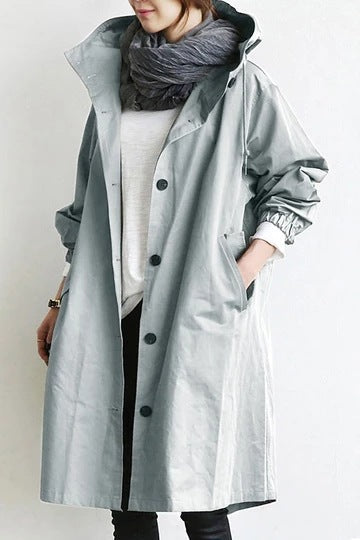 Women's Hooded Windproof Trench Coat