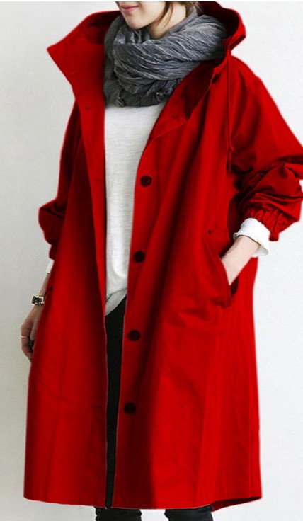 Women's Hooded Windproof Trench Coat
