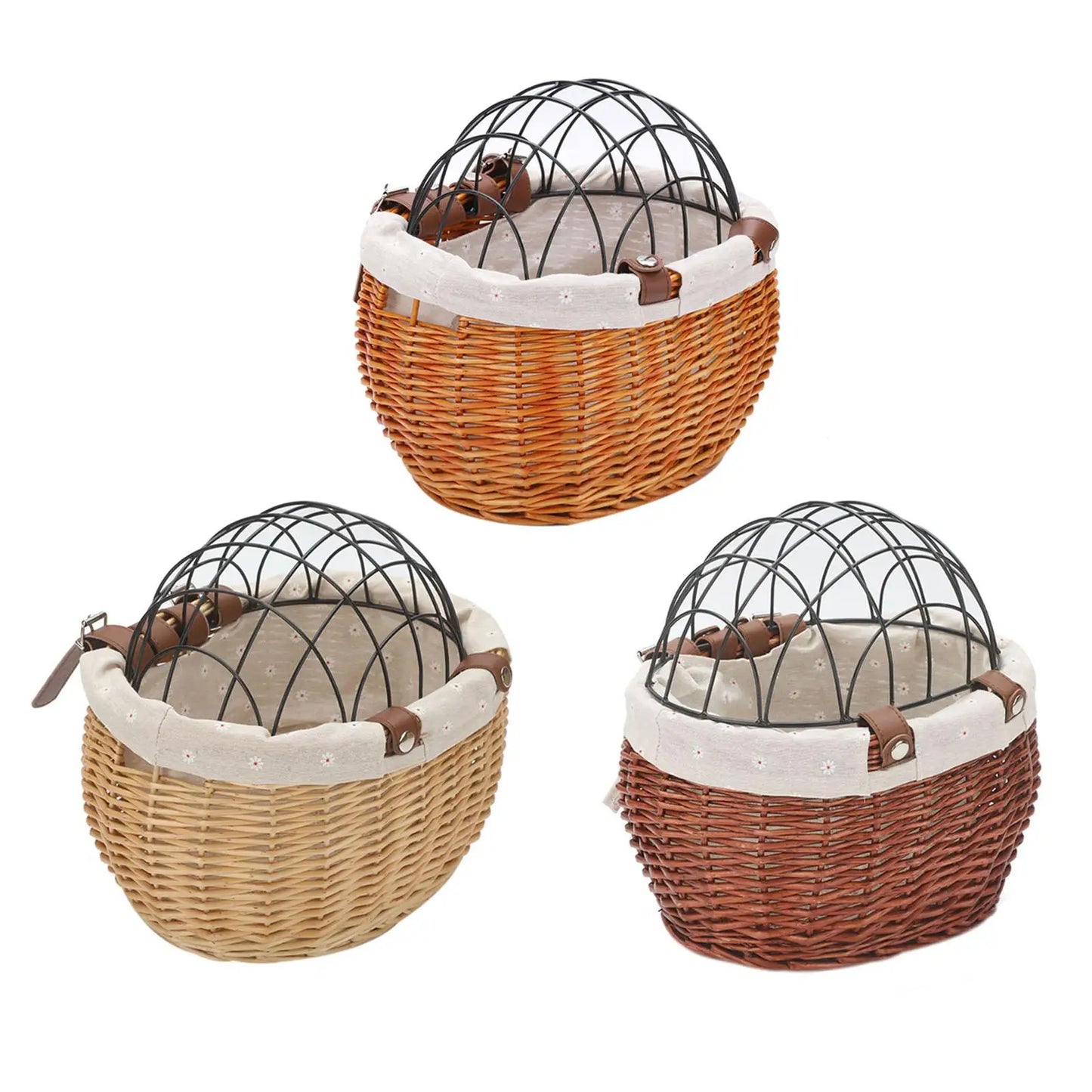 Front-Mounted Wicker Pet Bike Basket – Secure, Stylish, and Weather-Resistant