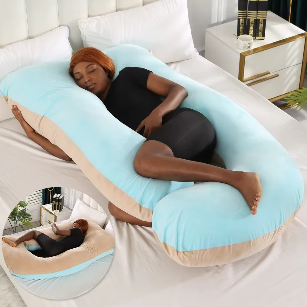 J-Shaped Maternity Pillow for Side Sleep and Nursing Comfort