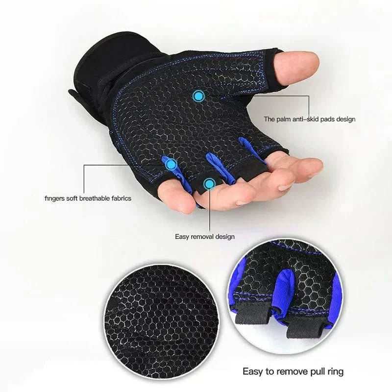Shock-Resistant Fitness Gloves with Wrist Support for Strength Training & Cycling